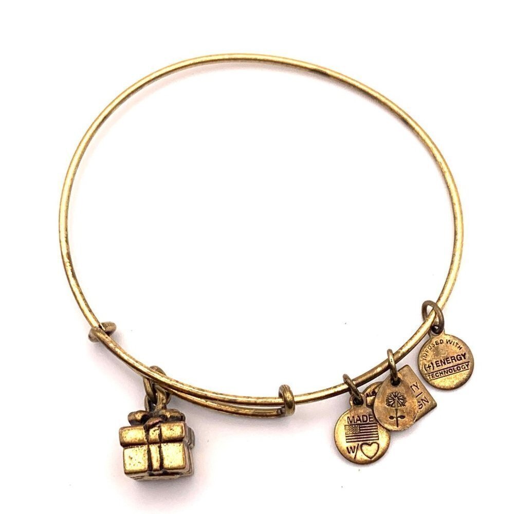 Alex and Ani Gift Charm Bracelet Gold Finish - Expands 2"- 3.5"